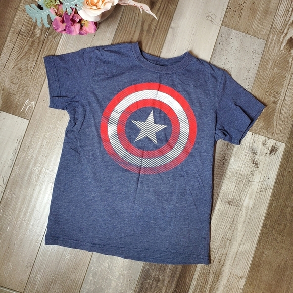 Marvel Avengers Captain America Shield Distressed Graphic T-shirt Boys Medium 8 - Picture 3 of 6